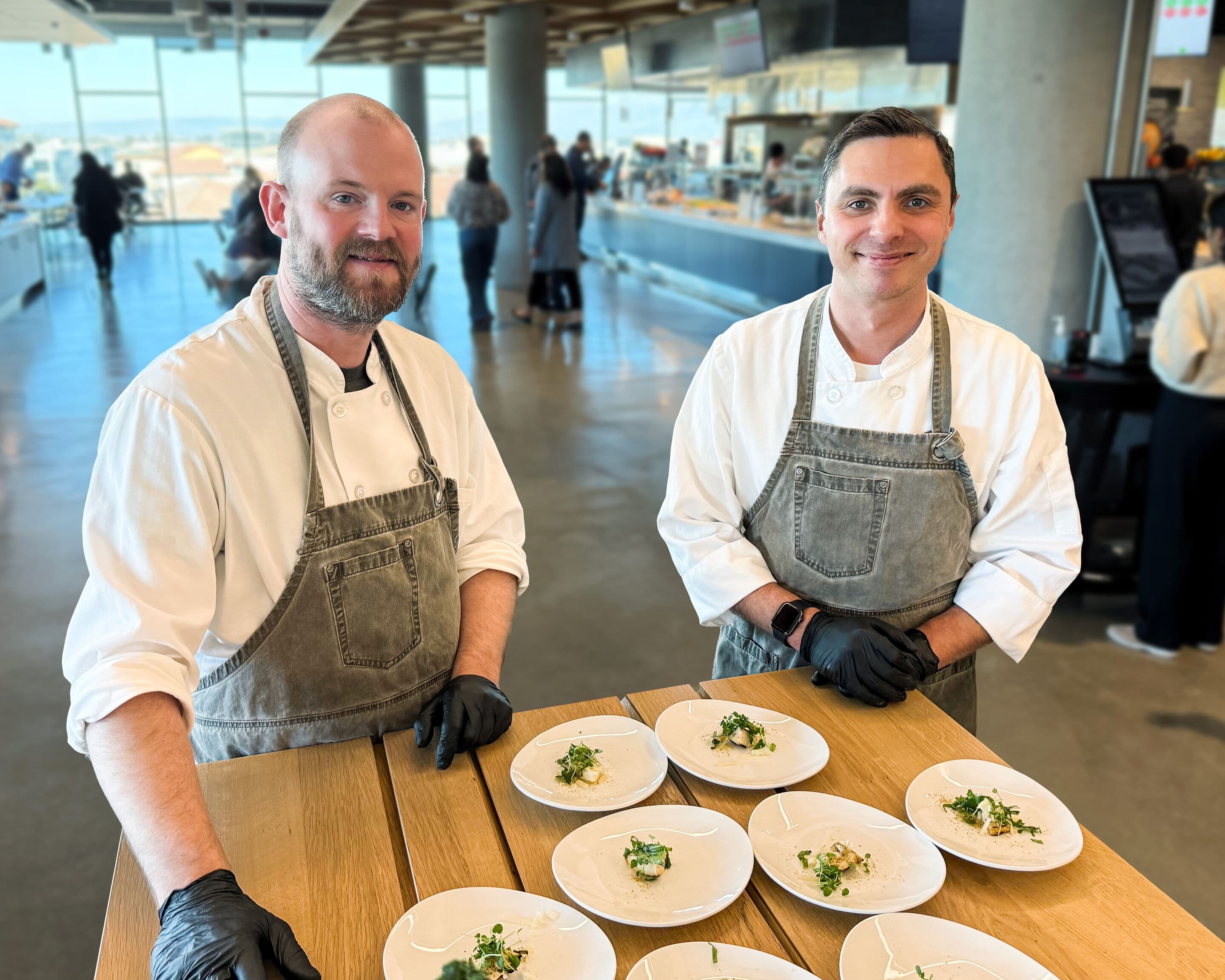 Morten Hassing, Head of Food and Product Performance and Christian Riisgaard, Head Chef at a client site in the Bay Area