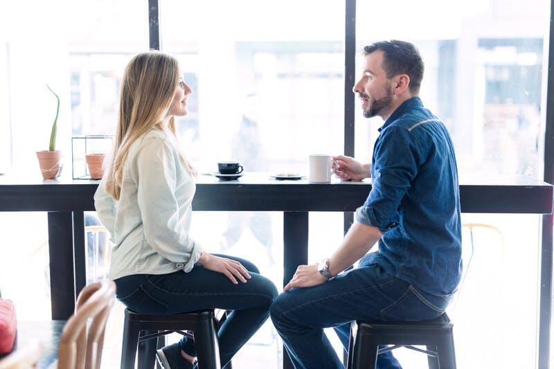 Couple dating in a coffee shop